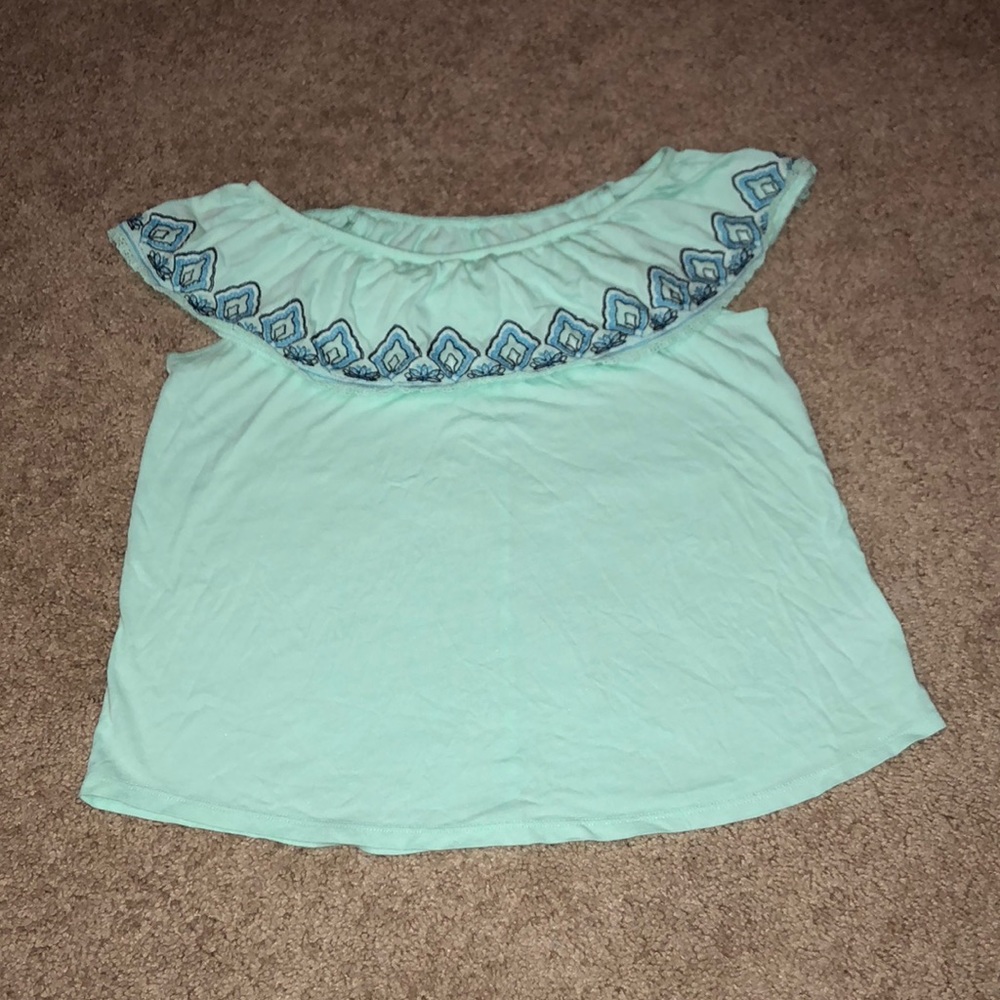 Justice Mint off the shoulder blouse